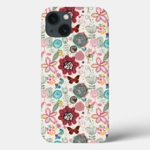 Etui iPhone 13 Motif floral dans le rétro style 5