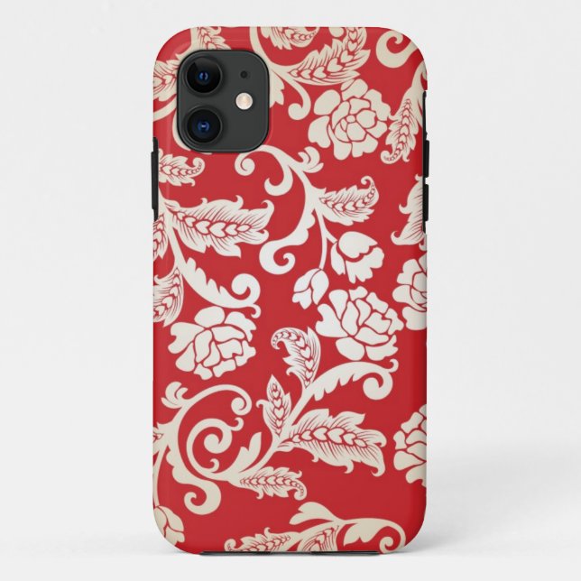 Coques Case-Mate iPhone Motif floral d'arrière - plan de damassé (Dos)