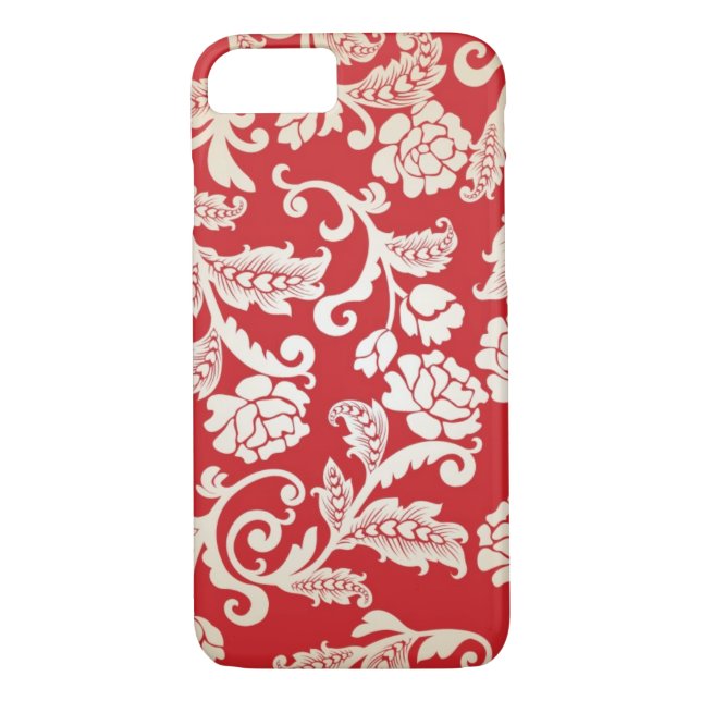 Coques Case-Mate iPhone Motif floral d'arrière - plan de damassé (Dos)