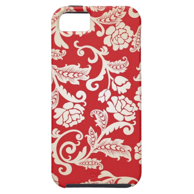 Coques Case-Mate iPhone Motif floral d'arrière - plan de damassé (Dos)