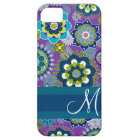Motif floral de fille funky avec monogramme