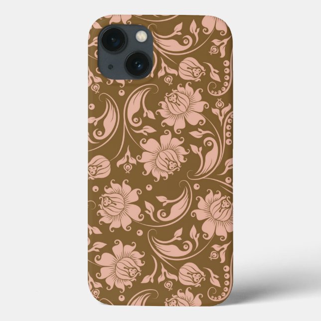 Coques Case-Mate iPhone Motif floral de rose et de brun (Verso)