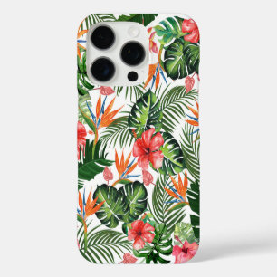 Coques iPhone 16 Pro Motif floral de verdure tropicale à l'aquarelle