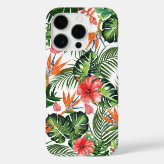 Coques iPhone 16 Pro Motif floral de verdure tropicale à l'aquarelle