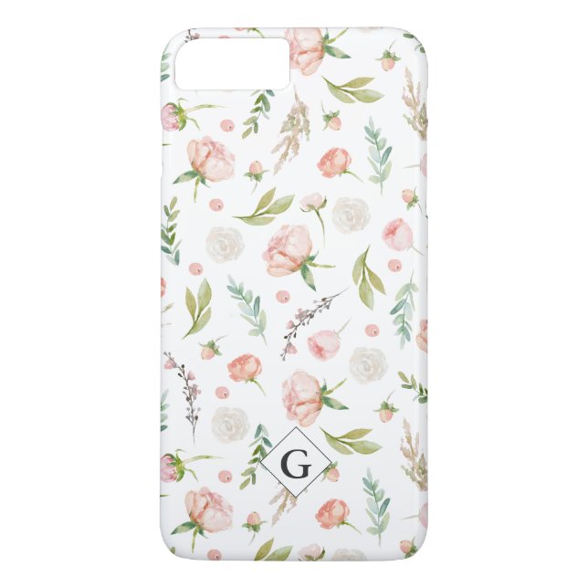 Coques Case-Mate iPhone Motif floral d'été | Monogramme (Dos)
