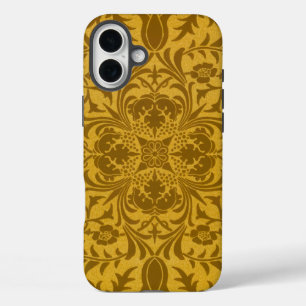 Coques iPhone 16 Plus Motif floral doré orné avec symétrie