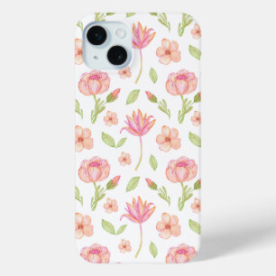 Coque iPhone 15 Mini Motif floral élégant avec pivoines roses et lis