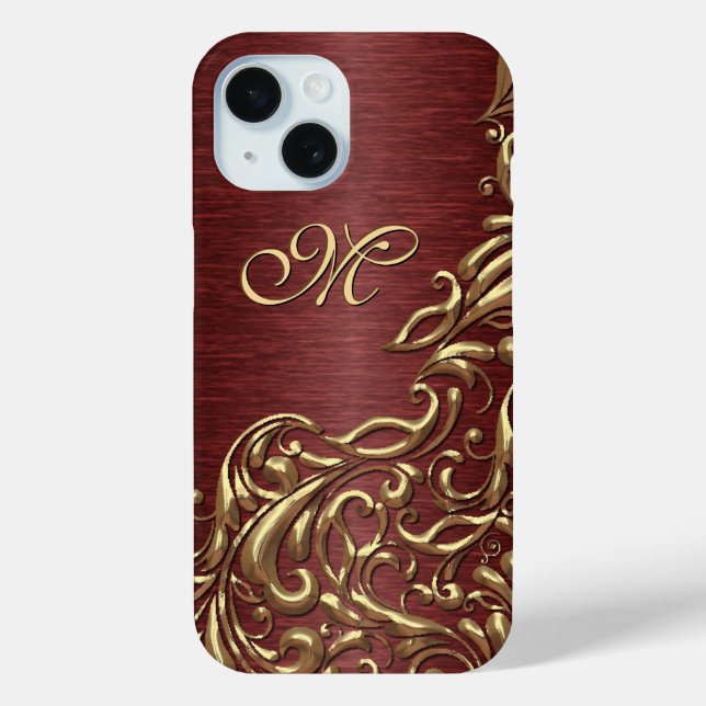 Coques Case-Mate iPhone Motif floral Faux brillant or personnalisé (Verso)