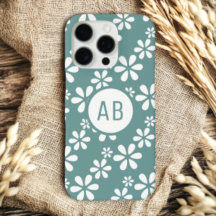 Coques iPhone 16 Pro Motif floral girly moderne personnalisé avec monog