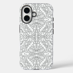 Coque Pour iPhone 16 Motif floral gris minimaliste