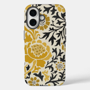 Coque Pour iPhone 16 Motif floral jaune et noir de style vintage