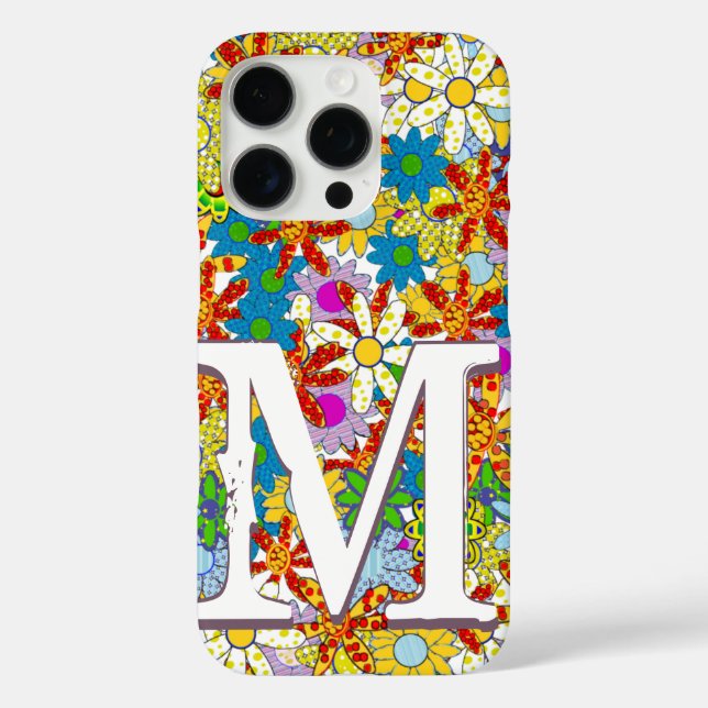 Coques Case-Mate iPhone Motif Floral Monogramme personnalisé Téléphone (Verso)