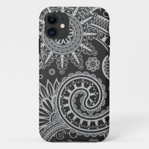 Coques Pour iPhone Motif floral noir et gris abstrait
