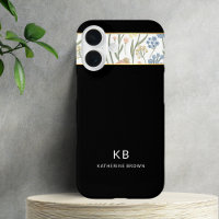 Motif floral noir mignon Monogramme Moderne 