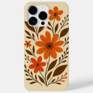 Coque Pour Pour iPhone 14 Pro Max Motif floral orange rétro