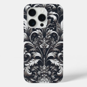 Coque iPhone 15 Pro Motif floral ornemental gothique gras foncé