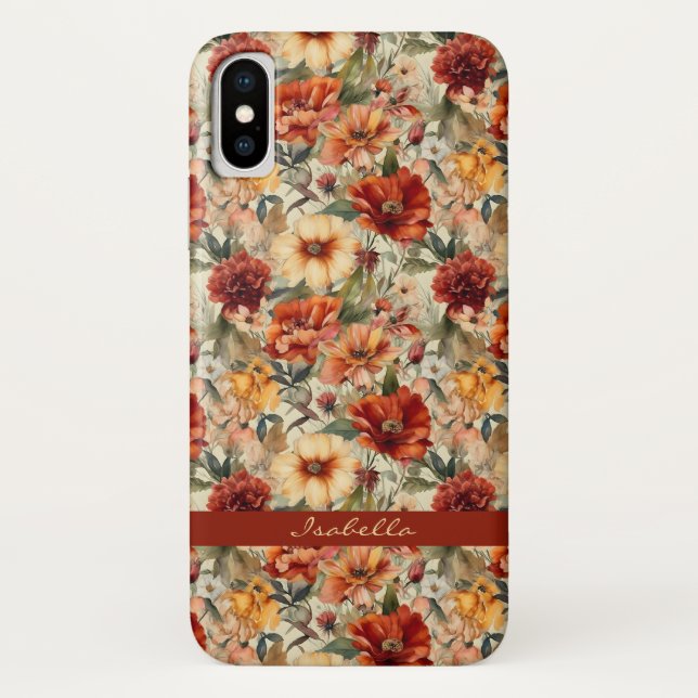 Coques Case-Mate iPhone Motif floral personnalisé chic (Dos)