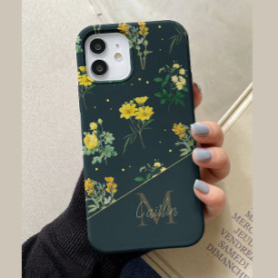 Coque Pour iPhone 14 Motif floral personnalisé Navy Vintage