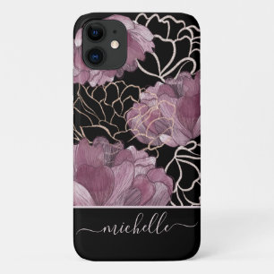 Case-Mate iPhone Case Motif Floral rose et noir moderne Monogramme