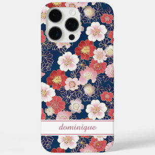 Coques iPhone 16 Pro Max Motif floral rose japonais monogrammé