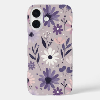 Coque Pour iPhone 16 Motif floral rose pastel blanc foncé