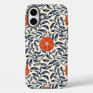 Coques iPhone 16 Plus Motif floral sans couture avec fleur orange vibran