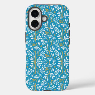 Coque Pour iPhone 16 Motif floral sans couture : Blanc et or sur fond b