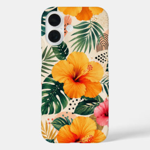 Coque Pour iPhone 16 Motif floral sans couture d'Hibiscus Tropical Vibr