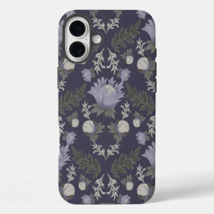 Coques iPhone 16 Plus Motif floral symétrique violet foncé