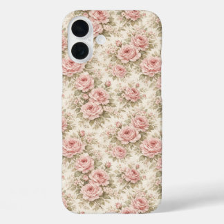 Coques iPhone 16 Plus Motif floral transparent de rose vintage élégant