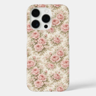 Coques iPhone 16 Pro Motif floral transparent de rose vintage élégant
