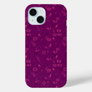 Coque Pour iPhone 15 Motif floral uni rétro bordeaux
