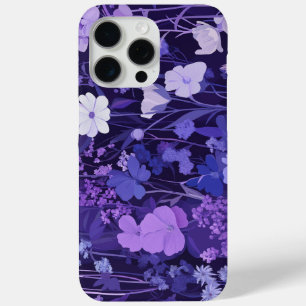 Coque iPhone 15 Pro Max Motif floral violet délicat 🌸 sur fond sombre
