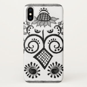 Case-Mate iPhone Case Motif folklorique de tournesol noir et blanc