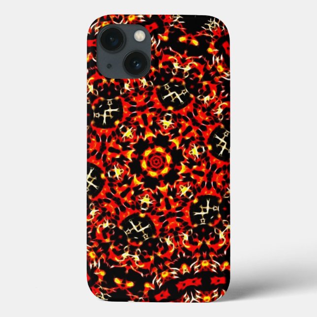 Coques Case-Mate iPhone Motif fractal rouge vif (Verso)
