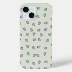 Coque Pour iPhone 15 Motif Fraises Violettes