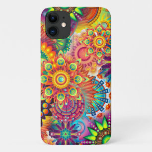Coque iPhone 11 Motif funky rétro Abstrait Bohème