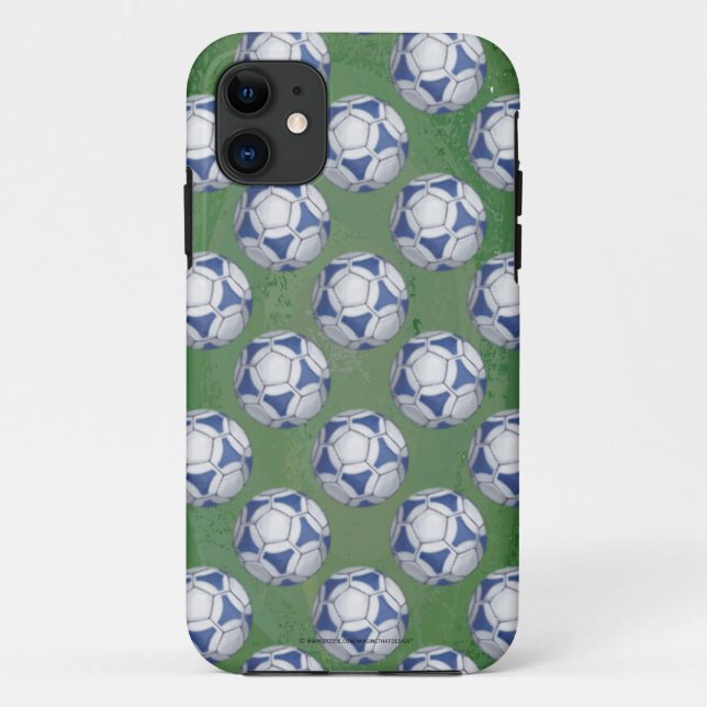 Coques Case-Mate iPhone Motif Futbal bleu et blanc (Dos)