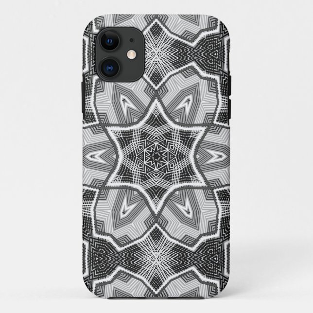 Coques Case-Mate iPhone Motif géométrique ajouré noir et blanc (Dos)