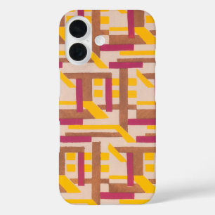 Coque Pour iPhone 16 Motif géométrique Art Déco vintage Jazz Pochoir