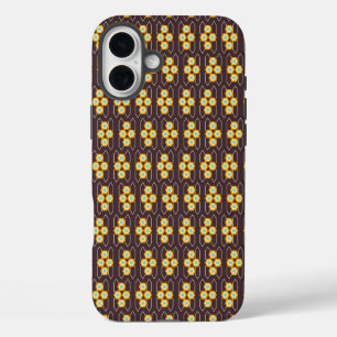 Coques iPhone 16 Plus Motif géométrique avec hexagones orange et bleu
