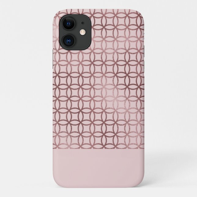 Coques Case-Mate iPhone Motif géométrique avec texture Rose d'huile d'or (Dos)