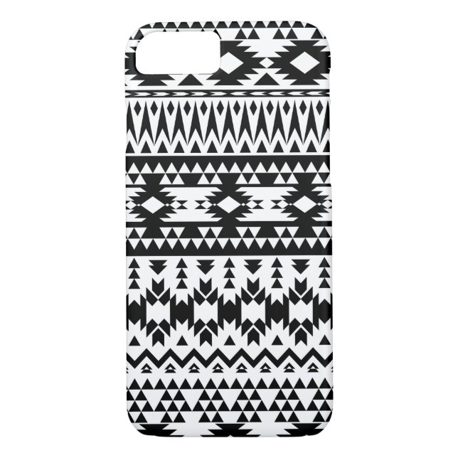 Coques Case-Mate iPhone Motif géométrique Aztec noir et blanc (Dos)