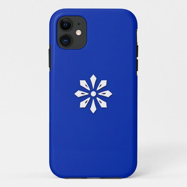 Coques Case-Mate iPhone Motif géométrique blanc sur fond bleu (Dos)
