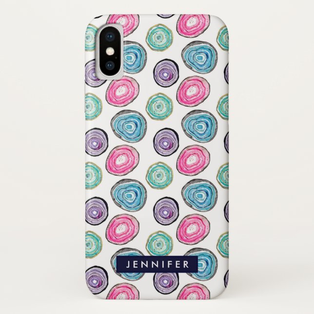 Coques Case-Mate iPhone Motif géométrique bleu violet rose mou personnalis (Dos)