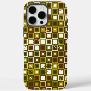 Coques iPhone 16 Pro Max Motif géométrique carré vert olive et marron