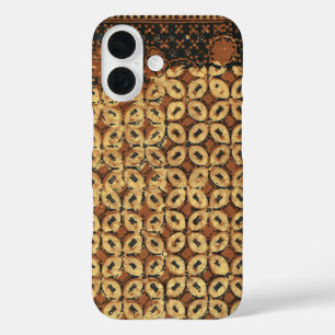 Coque Pour iPhone 16 Motif géométrique de batik de grains de café vinta