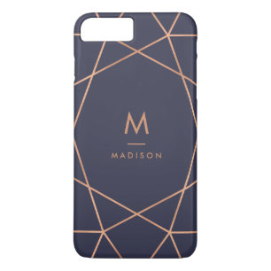 Coques Pour iPhone Motif géométrique de minuit d'or rose de bleu et