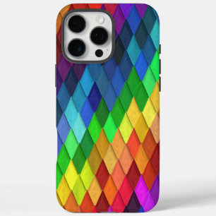 Coques iPhone 16 Pro Max Motif géométrique diamant arc-en-ciel