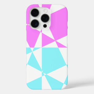 Coques iPhone 16 Pro Motif géométrique en blanc, rose et bleu clair